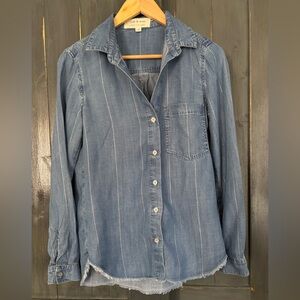 Anthropologie Cloth & Stone Indigo Chambray Blouse sz XS